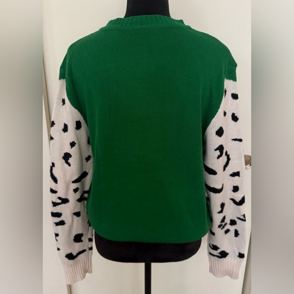 SHEIN Leopard Sleeve Green Sweater - L - Picture 5 of 5